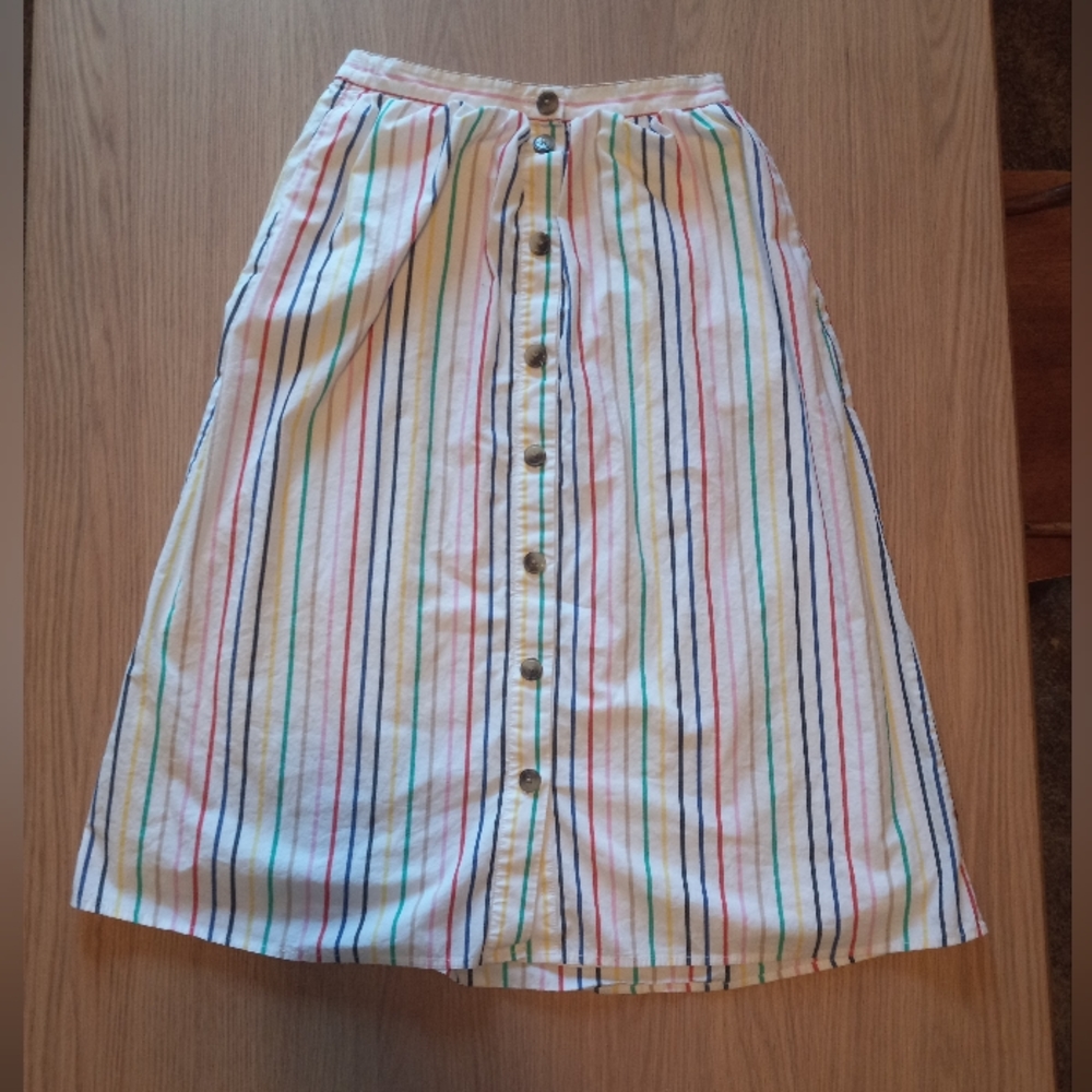 J. Crew Rainbow Striped Cotton Skirt Size Small